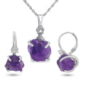 real raw amethyst crystal drop earrings and necklace set - February