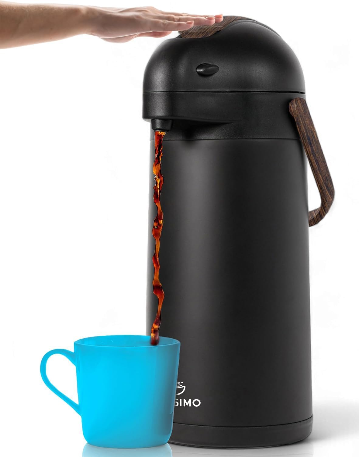 Thermal Coffee Carafe 102Oz with Wood Trim for Hot & Cold Drinks