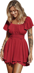 Summer Ruffle Tie Back Romper Dress for Women by EXLURA