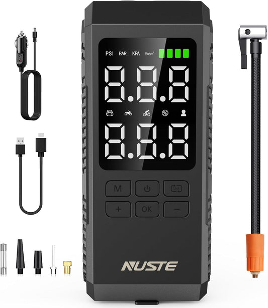 NUSTE Portable Tire Inflator 150PSI - Cordless Power & LED Light