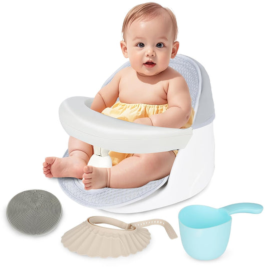 360 Swivel Baby Bath Seat Set, Armrest & Accessories, White