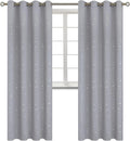 Light Grey Star Blackout Curtains Set of 2 Panels - Room Darkening