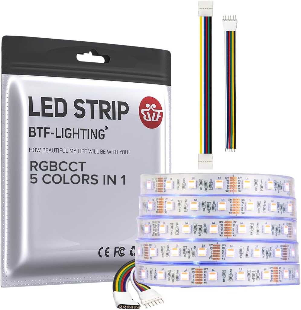 BTF-LIGHTING RGBCCT 5 Colors in 1 LED Tape Lights for Home
