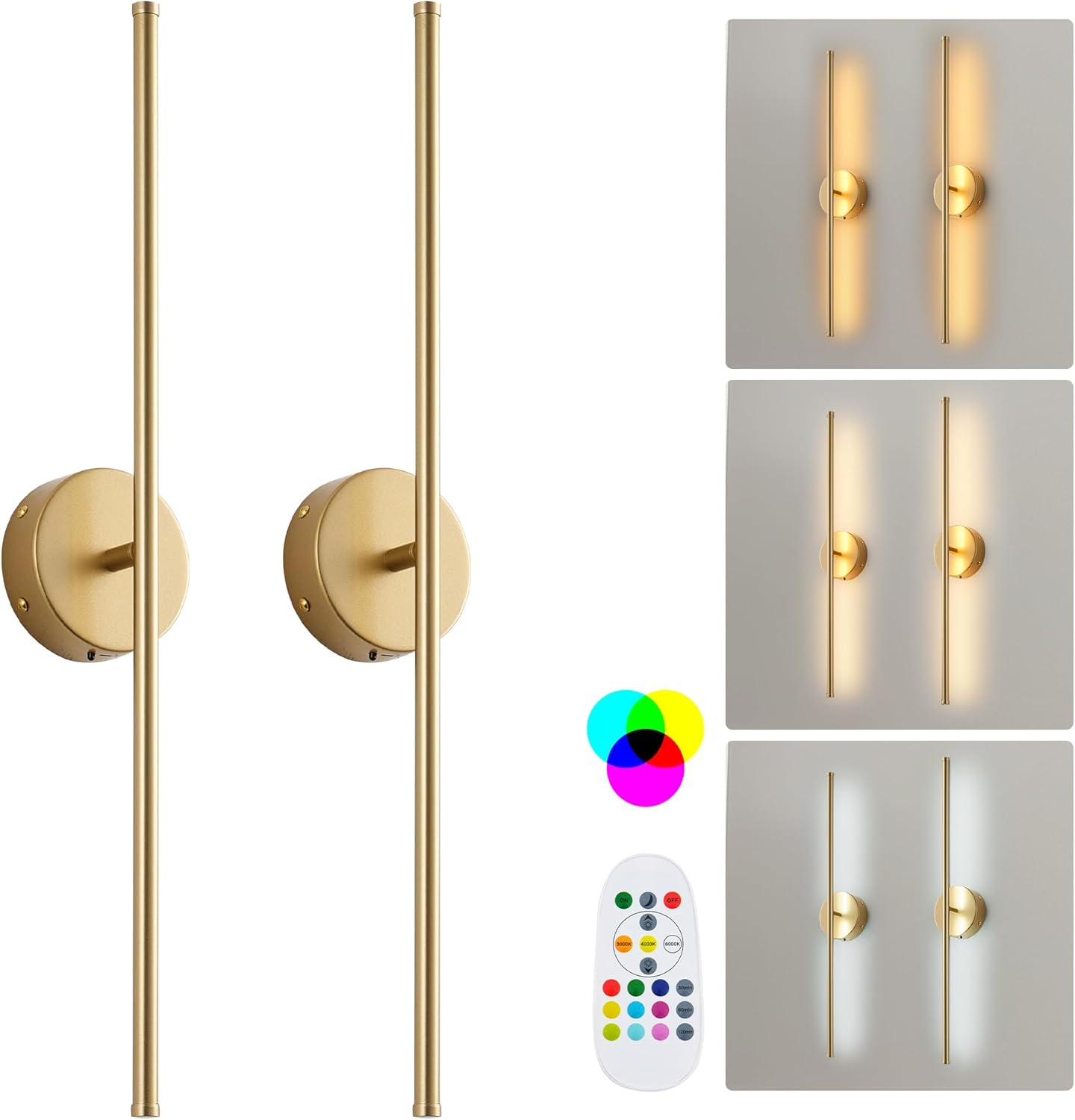 Battery Operated Wall Sconces Set of Two with Remote Control