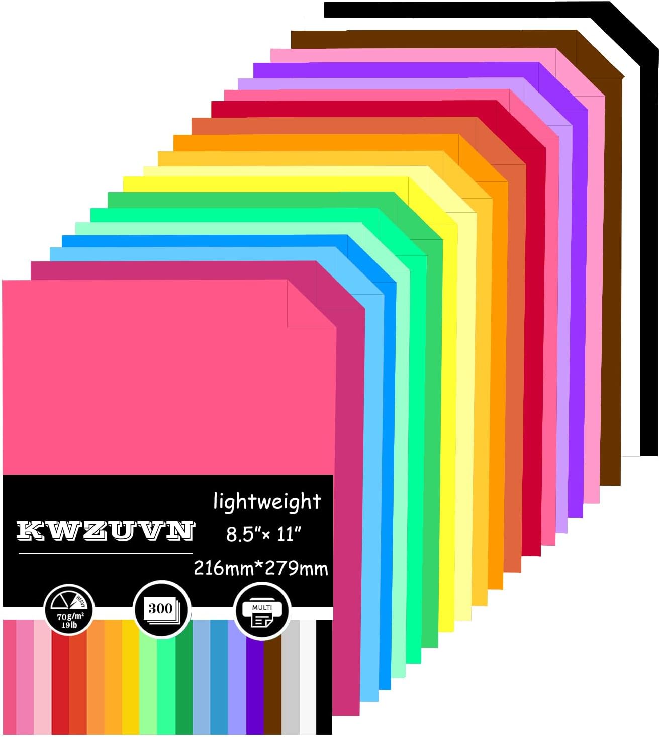 300 Sheets Double Sided Origami Paper, 20 Colors - Lightweight Craft Paper