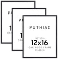 puthiac 12x16 Black Oak Wood Picture Frame - Minimalist Solid Oak