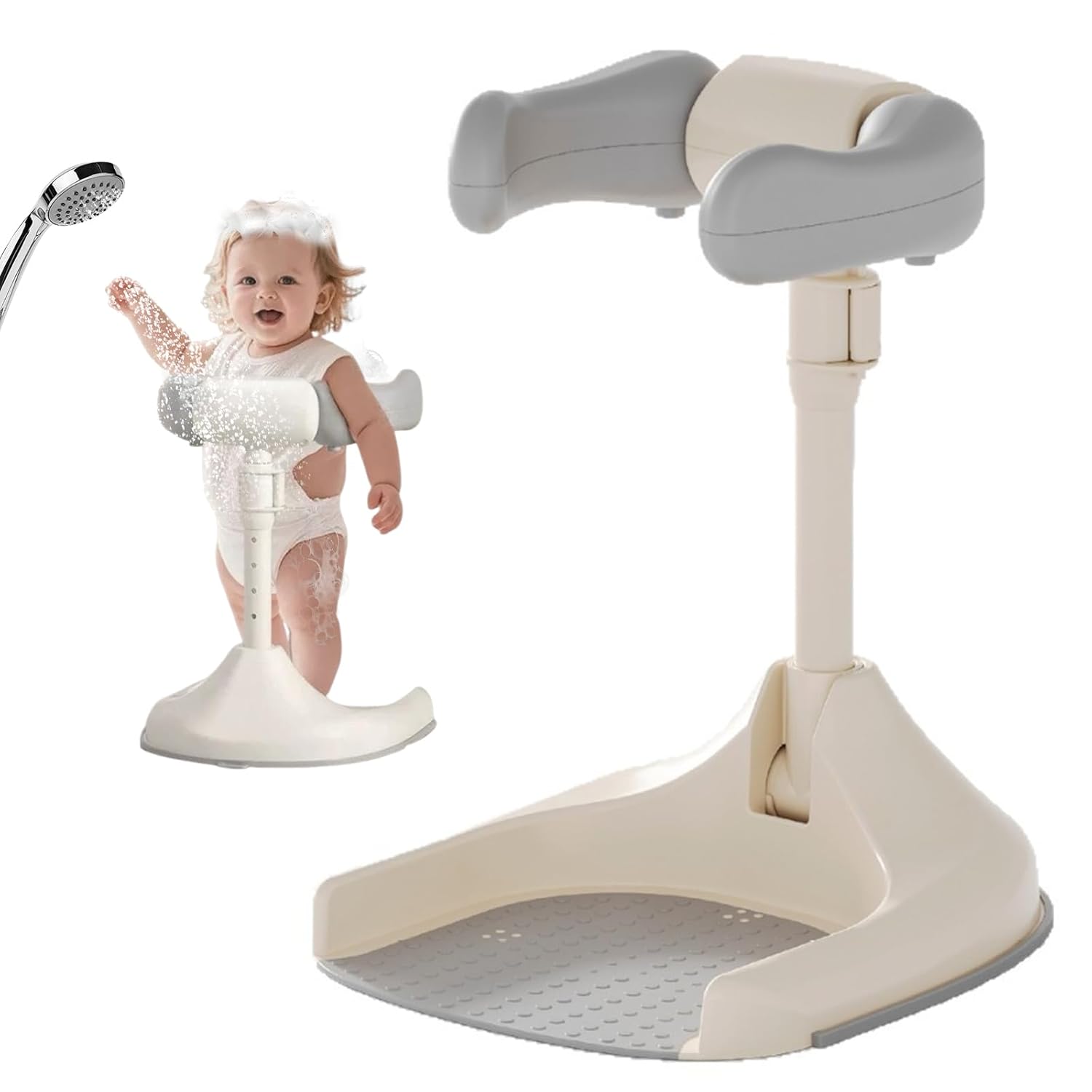 Adjustable Toddler Shower Tower with Backrest for Bathing