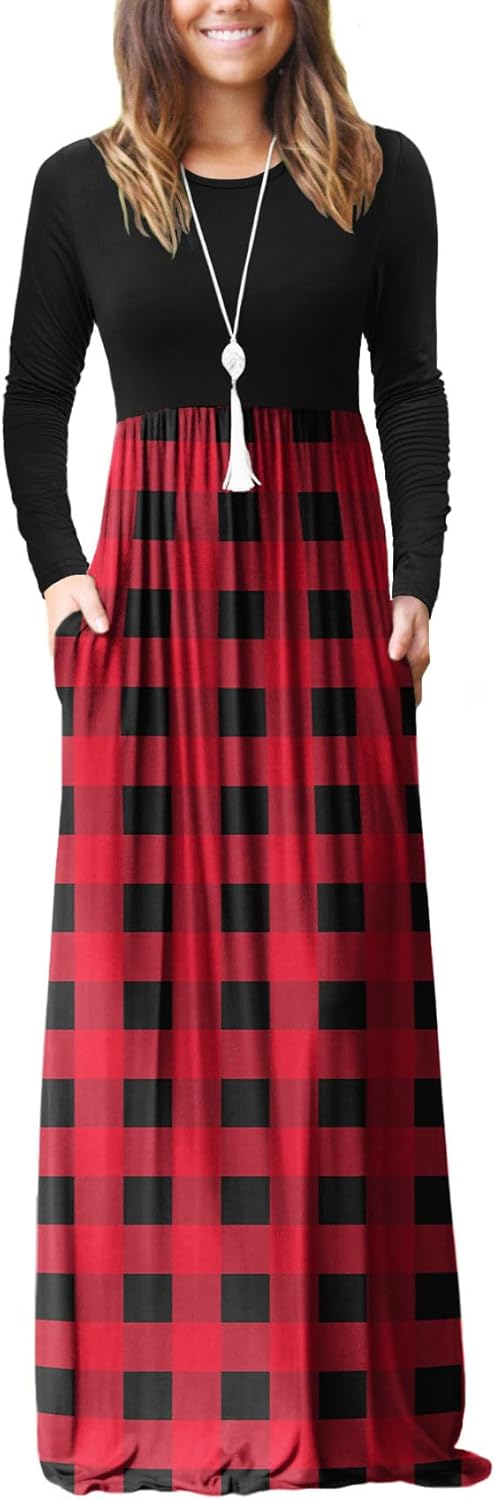 VIISHOW Women's Long Sleeve Maxi Dresses with Pockets for Casual Wear