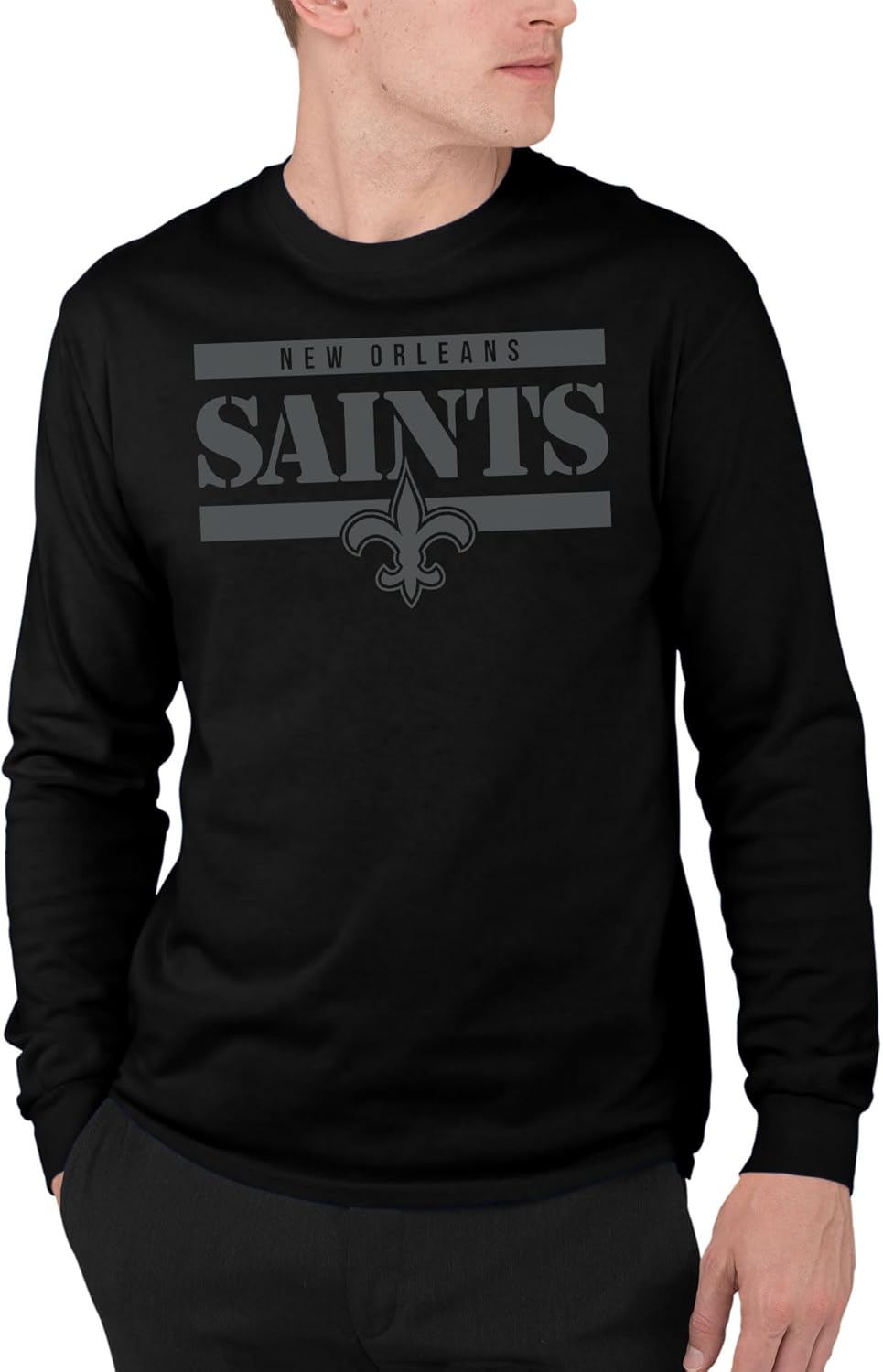 NFL Unisex Adult Team Stencil Long Sleeve T-Shirt - 100% Cotton
