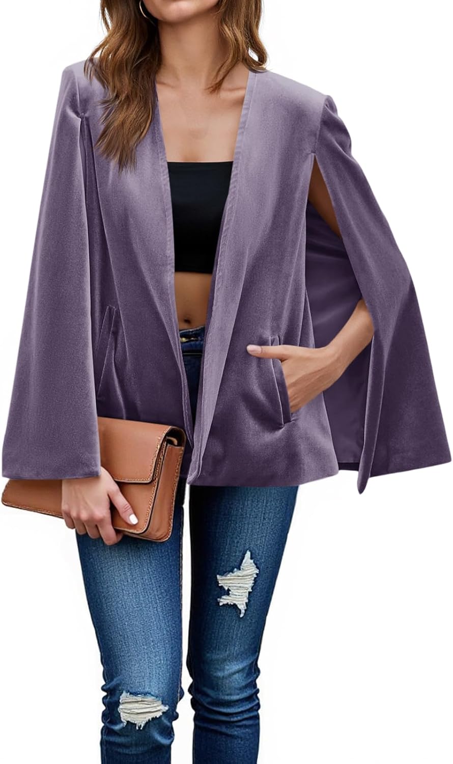 Cicy Bell Women's Velvet Cape Blazer for Stylish Elegance