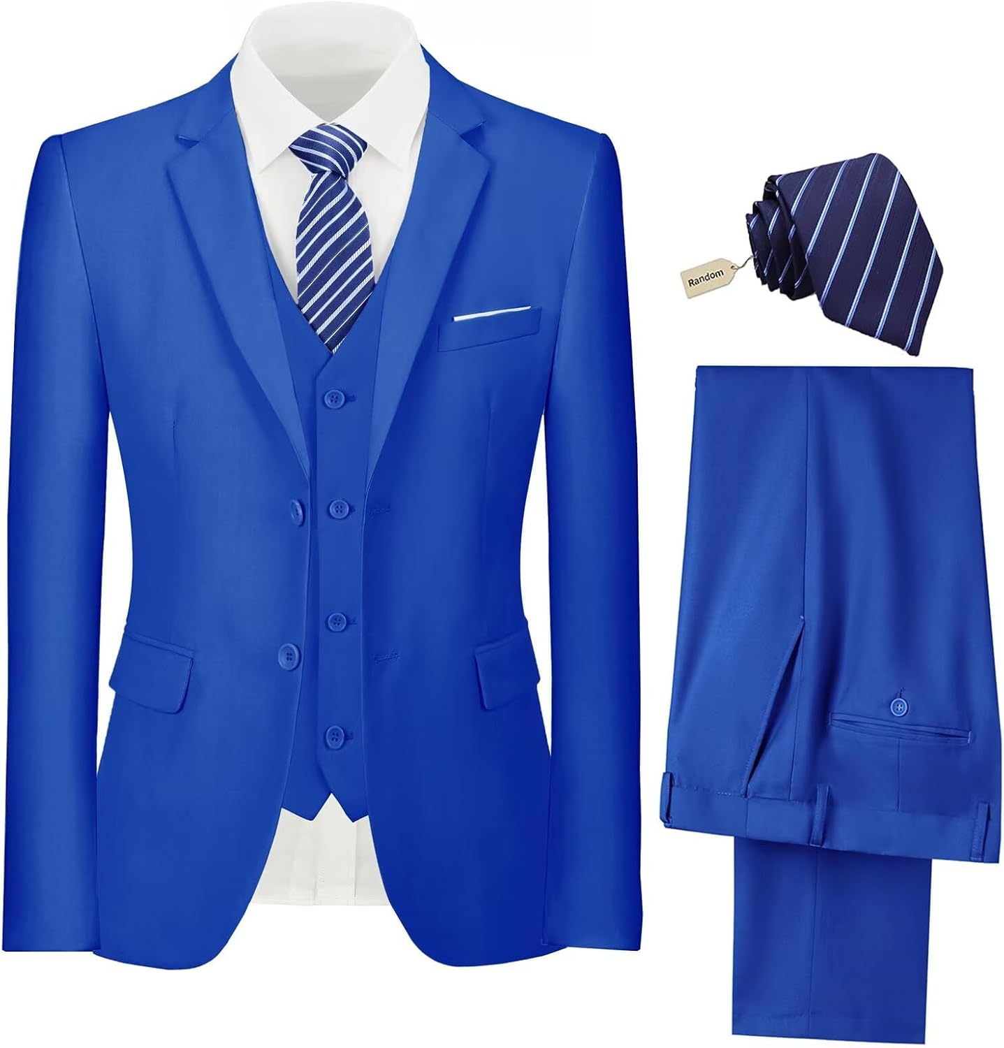 Mens Suit 3 Piece Set Slim Fit Wedding Groomsmen Suit for Men