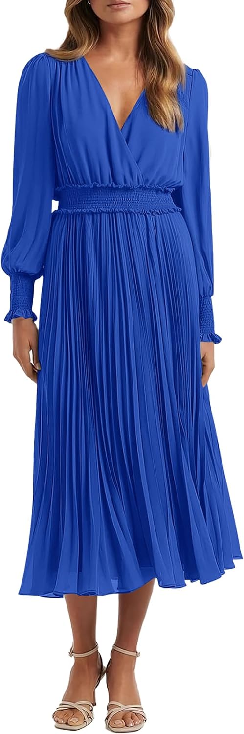 PRETTYGARDEN Womens Wrap V Neck Midi Dress for Every Occasion