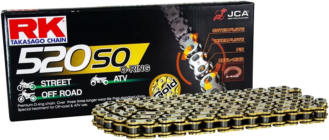 RK Racing Chain GB520SO-130 Gold O-Ring Chain for Motorcycles