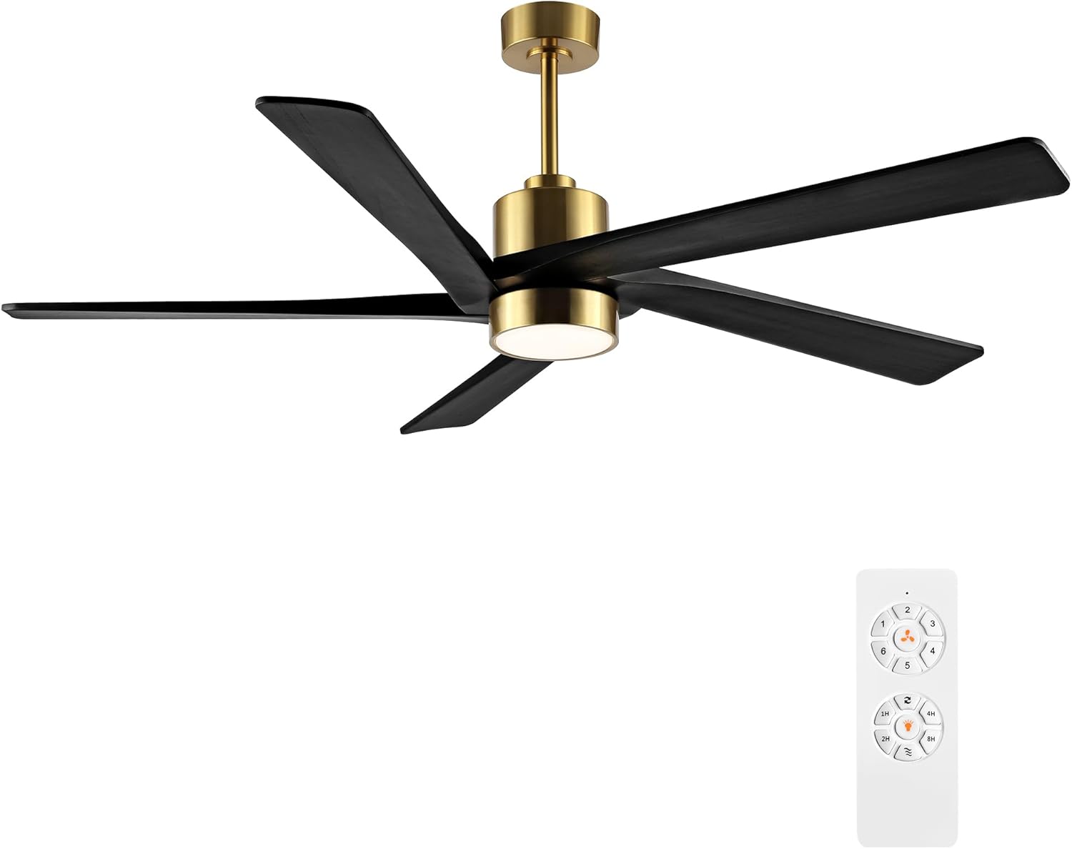 WINGBO 72 in DC Ceiling Fan with Lights and 5 Wood Blades
