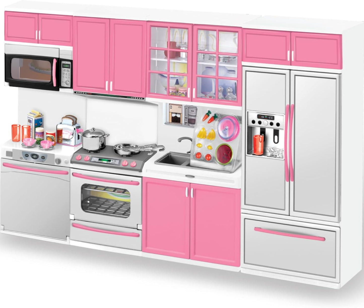 Doll Kitchen Playset for Kids with Realistic Lights & Sounds