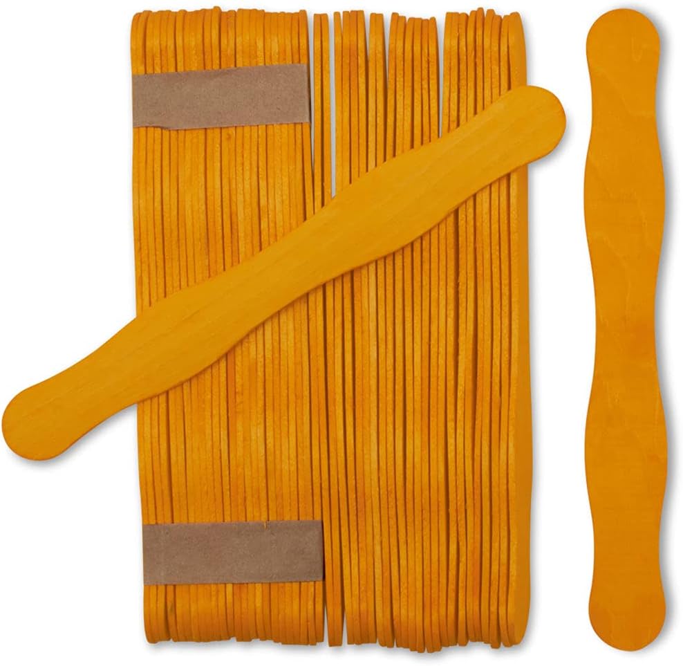 Wooden Yellow-Orange 8in Fan Handles for Crafting and Weddings