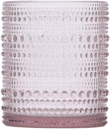 Fortessa Jupiter Beaded Hobnail Glass Set of 6, 10 Ounce Pink