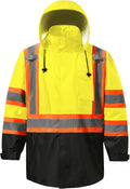 Reflective Rain Jacket for Men High Visibility Class 3 - Lime SM/MD