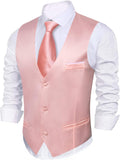Men's Formal V-neck Satin Waistcoat Vest for Business & Wedding