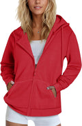 Womens Zip Up Hooded Sweatshirt 66% Polyester 34% Cotton - Lightweight