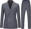 Men's Slim Fit 2 Piece Double Breasted Suit - Notch Lapel Style