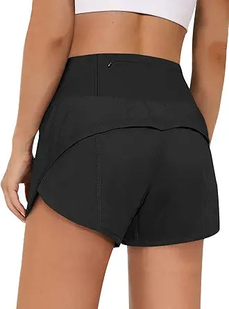 AUTOMET Womens Athletic High Waisted Running Shorts with Pockets