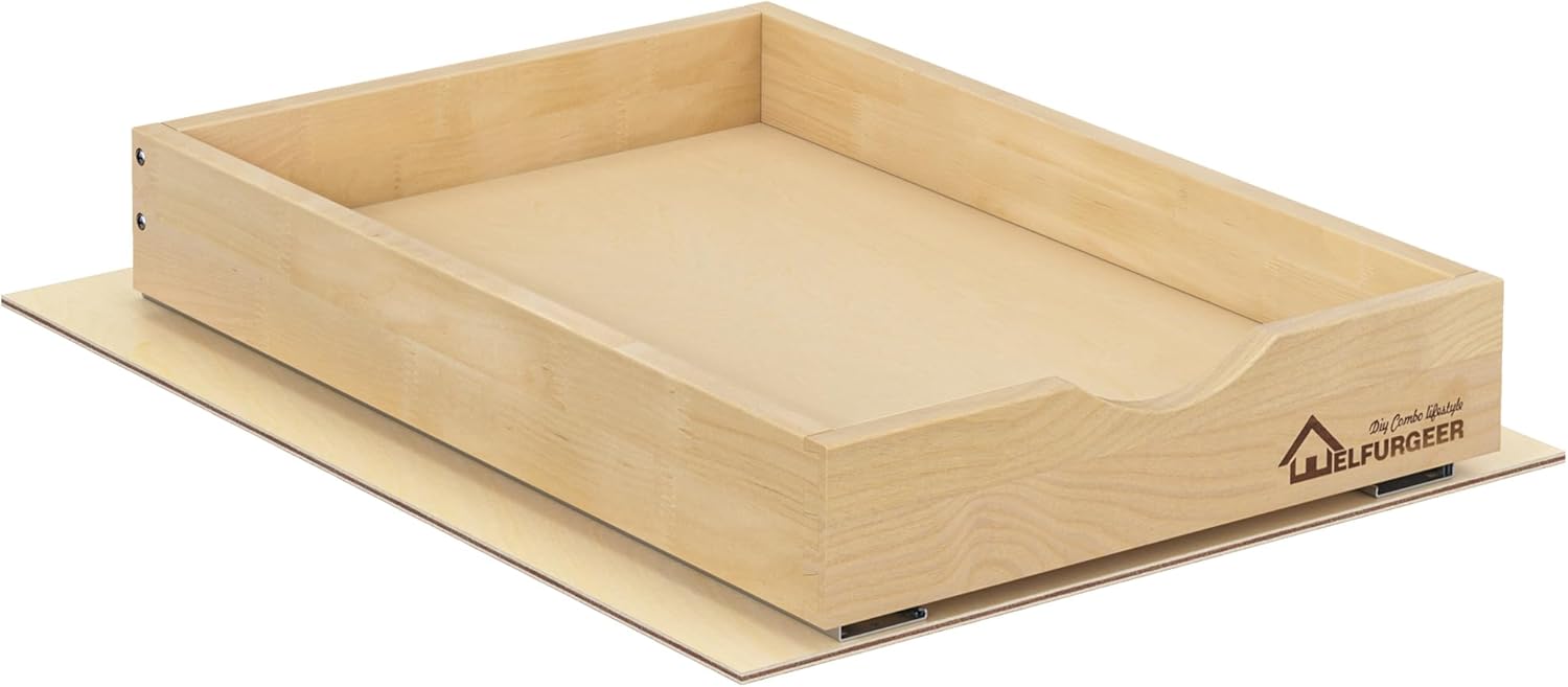 WelFurGeer Soft Close Pull Out Drawers for Cabinets - 14in W
