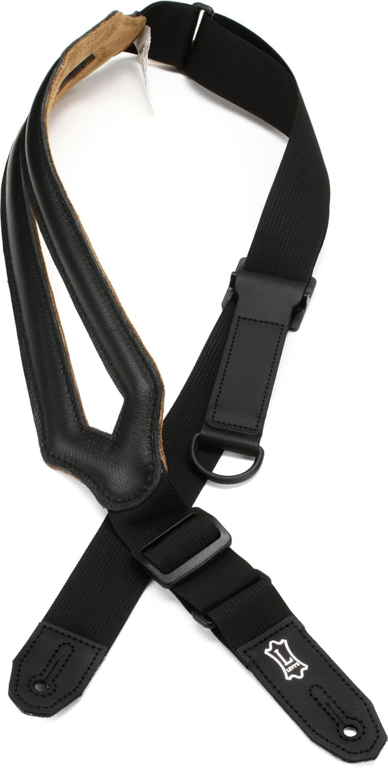 Levy's Black Guitar Strap with Easy Adjustable RipChord Technology