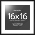Homeforia 16x16 Black Wood Frame with 12x12 Mat - Gallery Look