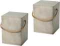 Concrete Rectangular Side Table Set of 2 - Durable Patio Accent