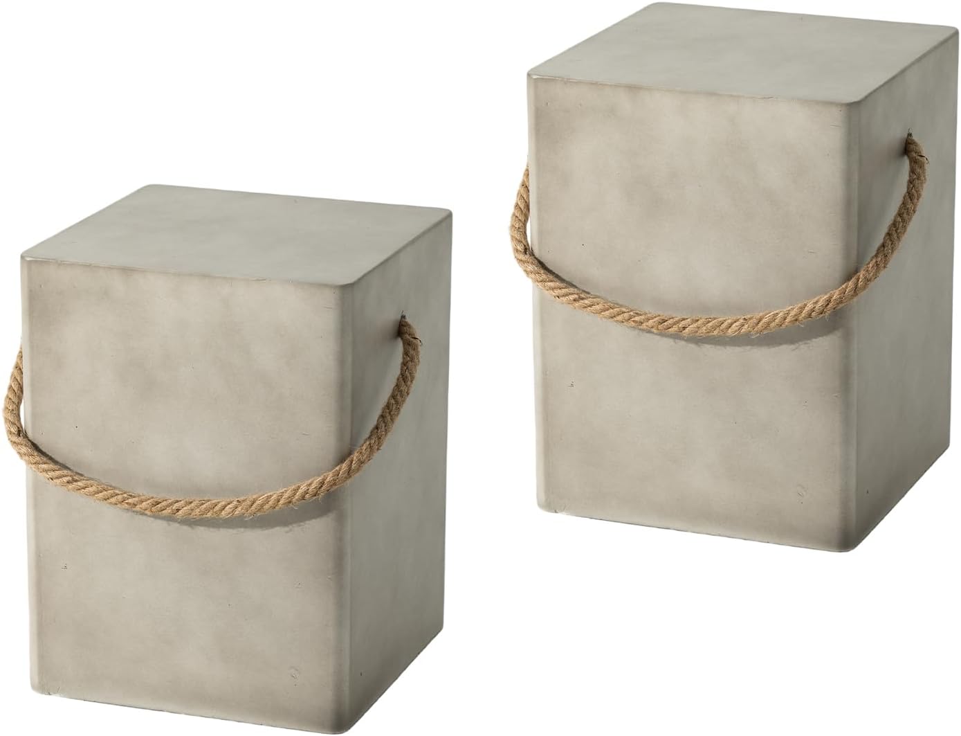COSIEST Set of 2 Concrete Side Tables for Outdoor Use