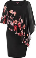 Sleeveless Cape Chiffon Overlay Bodycon Pencil Dress - Elegant Midi
