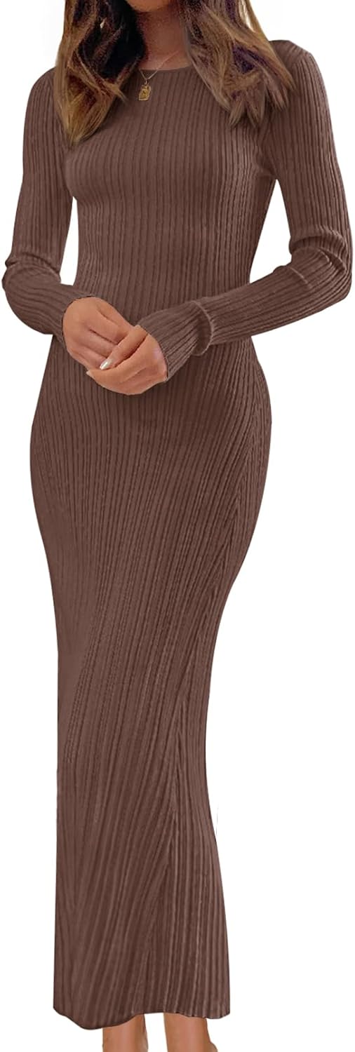 Stylish Long Sleeve Bodycon Sweater Dress for Fall and Winter