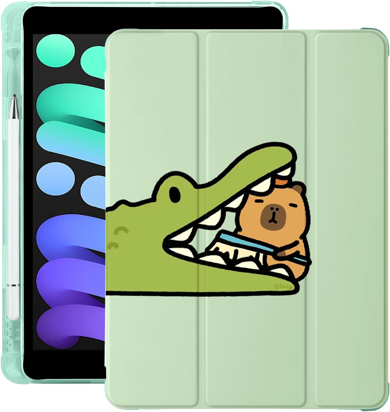 Cute Kawaii Capybara Crocodile iPad Case for 11 Inch 2025