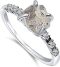 Real Raw Crystal Dainty Ring white Gold Birthstone - Nature Made Gift