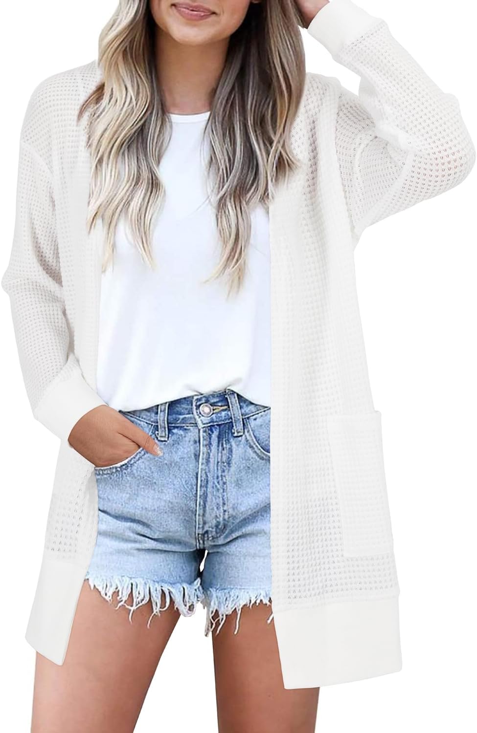 STYLEWORD Women's Lightweight Open Front Cardigan with Pockets