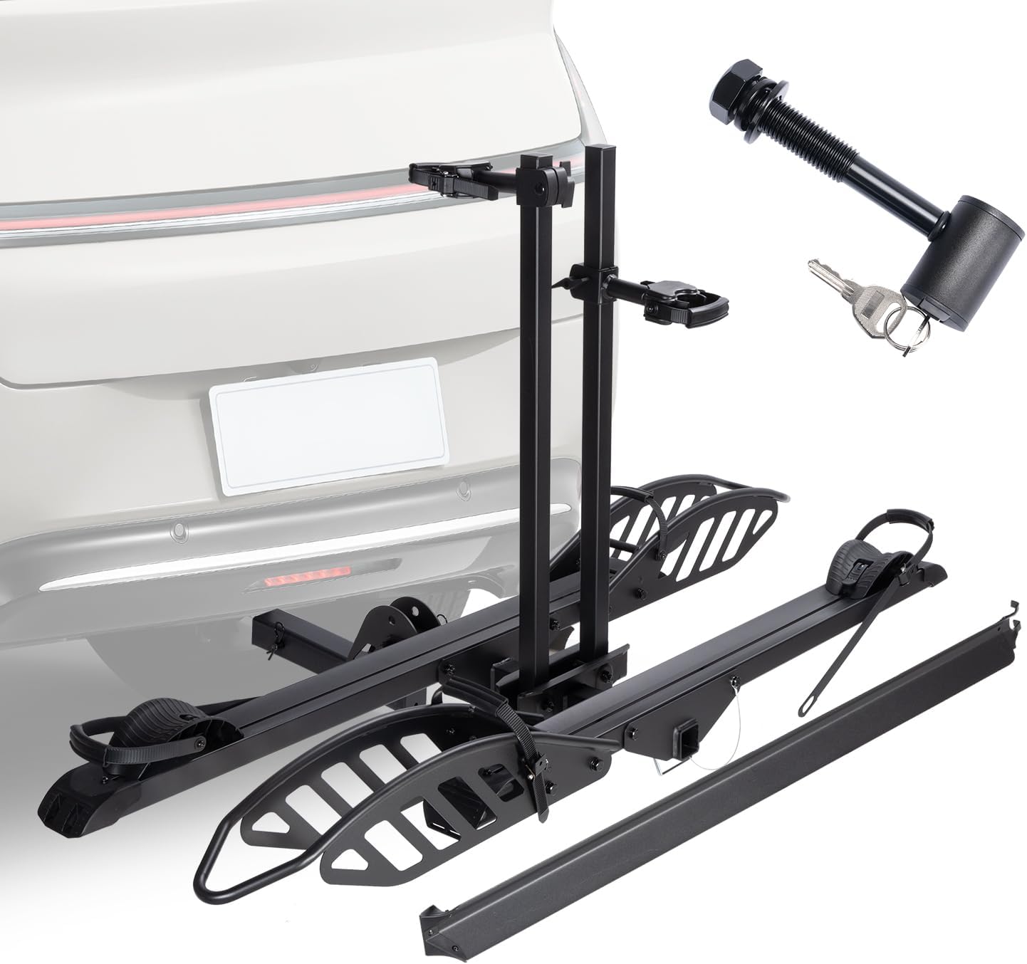 Heavy Duty EBike Rack with Ramp for 2 E-Bikes, 200 lbs Capacity