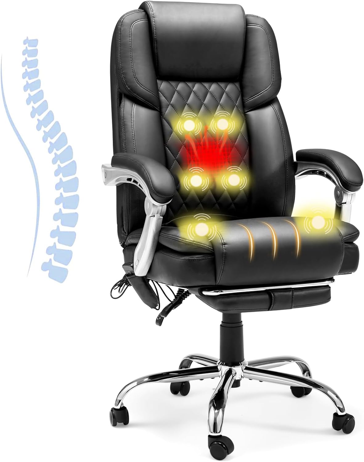 HOMREST 6-Point Massage Office Chair with Heated Support