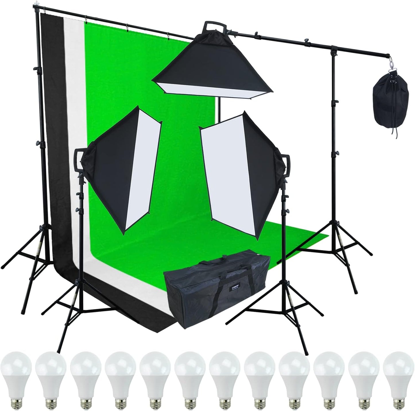 LINCO 9600 Lumens Studio Photography Lighting Kit with Softbox