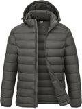 Rdruko Men's Puffer Jacket with Detachable Hood - Lightweight