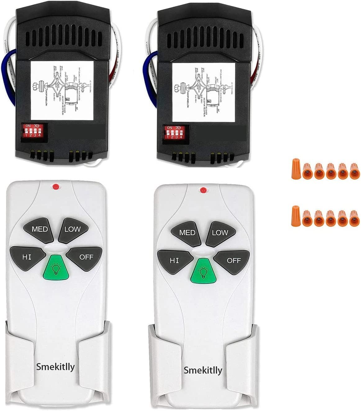 2-Pack Universal Ceiling Fan Remote Kit with Light Dimmer Control