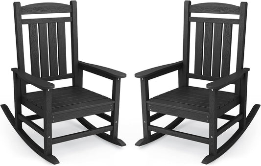 Oversized HDPE Outdoor Rocking Chair Set of 2 for Comfort