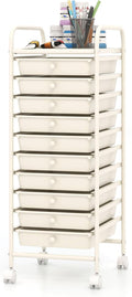 10-Drawer Rolling Storage Cart - Slim Mobile Organizer for Home