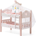 Baby Doll Bunk Beds Wooden Crib Set - Stackable 2-in-1 Doll Furniture