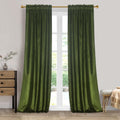 Roslynwood Velvet Curtain Panels Moss Green - Room Darkening Drapes