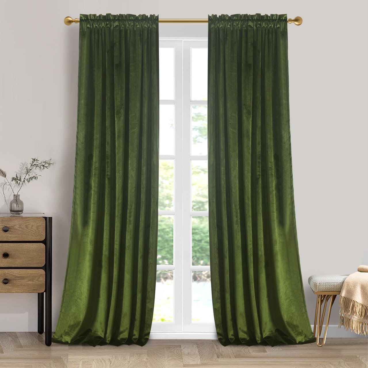 Roslynwood Velvet Curtain Panels for Room Darkening Luxury Drapes
