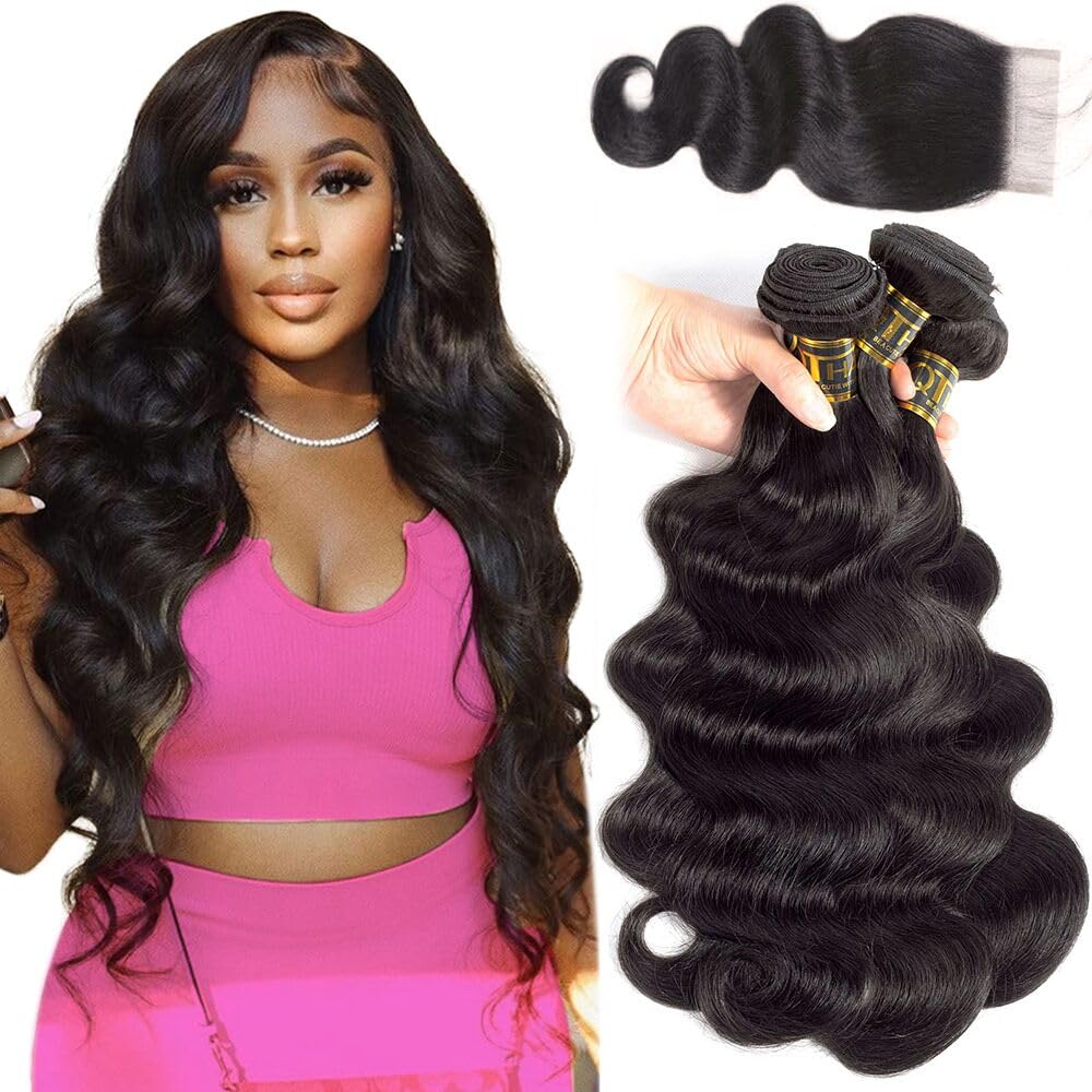 QTHAIR 16A Grade Brazilian Body Wave Bundles with Closure
