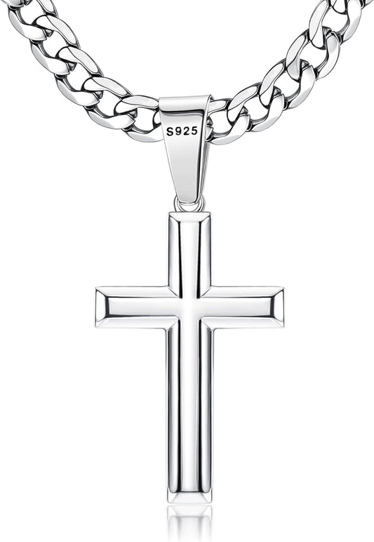 925 Sterling Silver Cross Necklace for Men Women - Best Gift
