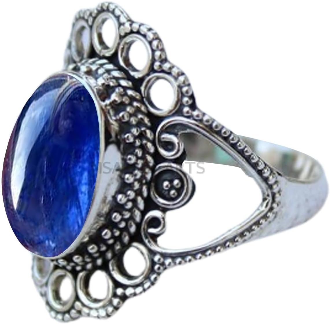 Solid 925 Sterling Silver Ring with Genuine Black Onyx Gemstone
