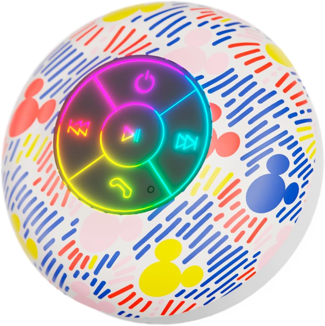 Disney Mickey Mouse LED Bluetooth Shower Speaker - Waterproof Speaker + Touch Controls - 5 HR Playtime